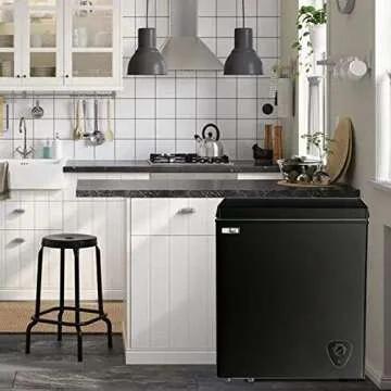 Chest Freezer WANAI 3.5 Cubic Small Deep Freezer, Compact Deep Freezer with Top Open Door and Removable Storage Basket, 7 Gears Temperature Control, for Office Dorm or Apartment (Black)
