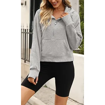 Stylish Cropped Fleece Lined Hoodie for Women