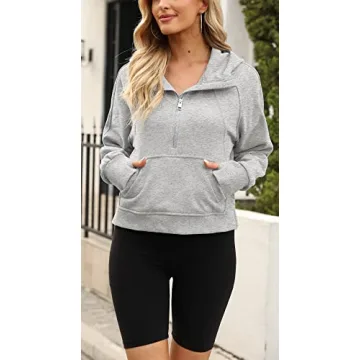 Stylish Cropped Fleece Lined Hoodie for Women