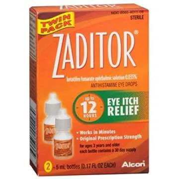 Zaditor Antihistamine Eye Drops Twin Pack - Quick Relief for Allergies