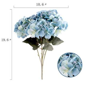 Louiesya Artificial Flowers Silk Hydrangea with 5 Big Heads for Home Decor
