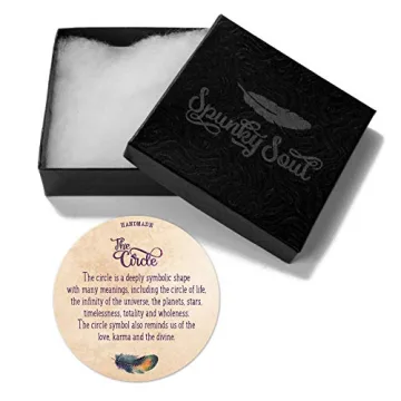 SPUNKYsoul Handmade Womens Brown Leather Wrap Bracelet - Bohemian 5-Wrap with Brass Circle Symbol, Adjustable Rustic (Women's)