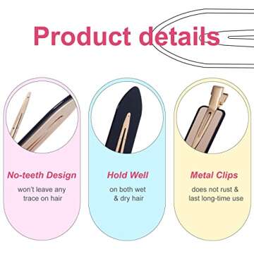 Gootty Elegant No Crease Hair Clips for Hair Styling and Makeup 4 PCS Luxurious No Bend Hair Clips for Women Girls