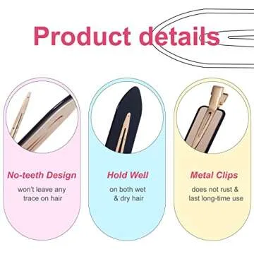 Gootty Elegant No Crease Hair Clips for Hair Styling and Makeup 4 PCS Luxurious No Bend Hair Clips for Women Girls