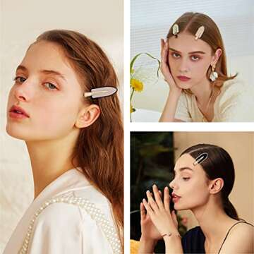 Gootty Elegant No Crease Hair Clips for Hair Styling and Makeup 4 PCS Luxurious No Bend Hair Clips for Women Girls