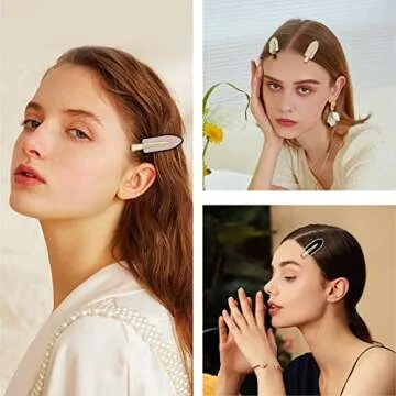 Gootty Elegant No Crease Hair Clips for Hair Styling and Makeup 4 PCS Luxurious No Bend Hair Clips for Women Girls