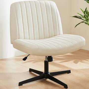 Sweetcrispy Office Chair No Wheels - Wide Armless Desk Chair for Home Office