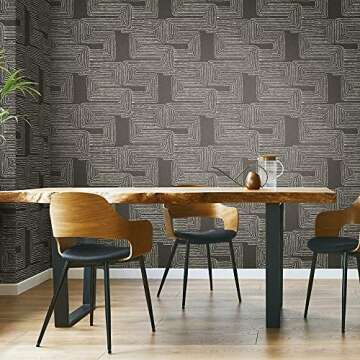 RoomMates RMK12216PL Nikki Chu Black and White Zulu Signature Peel and Stick Wallpaper, Roll, Black/White