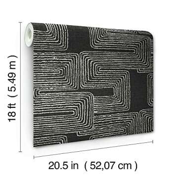 RoomMates RMK12216PL Nikki Chu Black and White Zulu Signature Peel and Stick Wallpaper, Roll, Black/White