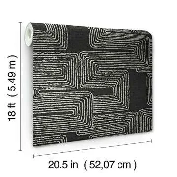 RoomMates RMK12216PL Nikki Chu Black and White Zulu Signature Peel and Stick Wallpaper, Roll, Black/White