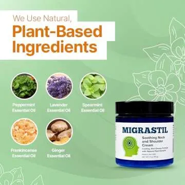 Basic Vigor Migrastil Soothing Neck & Shoulder Cream - Fast-Acting & Powerful - Non-Greasy Topical Cream (4 oz.) Made in The USA