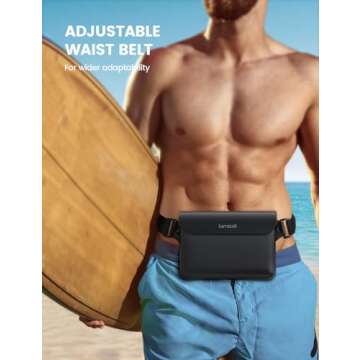 Lamicall [2Pack] Waterproof Fanny Packs, Dry Bag Pouch - [Elastic Waist Strap] Phone Waterproof Waist Pouch Dry Bag, Beach, Kayaking, Swimming, Boat Essentials, 8.7” for iPhone 16 15 14 13 Pro Max