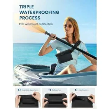 Lamicall [2Pack] Waterproof Fanny Packs, Dry Bag Pouch - [Elastic Waist Strap] Phone Waterproof Waist Pouch Dry Bag, Beach, Kayaking, Swimming, Boat Essentials, 8.7” for iPhone 16 15 14 13 Pro Max