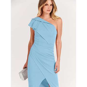 Caracilia Women One Shoulder Midi Dress - Elegant Cocktail Dress