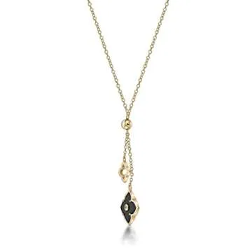 Lavari Double Flower Pendant Necklace in Black Onyx and CZ