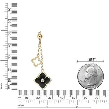 Lavari Double Flower Pendant Necklace in Black Onyx and CZ