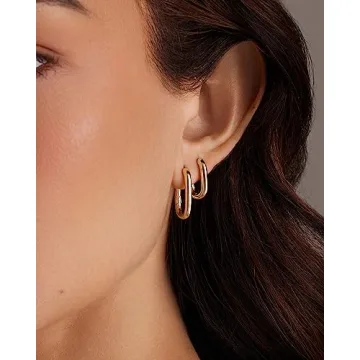 PAVOI Gold Plated 3 Pairs Chunky Hoop Earrings Set