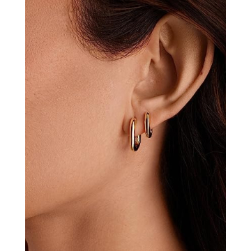 PAVOI Gold Plated 3 Pairs Chunky Hoop Earrings Set