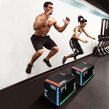 Holleyweb 3 in 1 Foam Plyometric Jump Box 16"x20"x24" Jump Training & Conditioning-Plyo Jump Box for Jump Training Fitness Workout Exercise