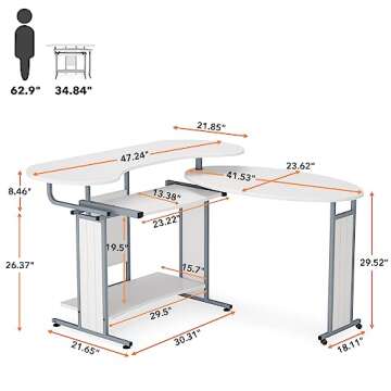 Modern L-Shaped Desk for Home Office and Study Space