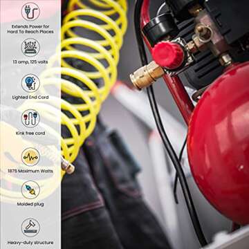 Go Green Power Inc. 14/3 50ft Outdoor Lighted Extension Cord - Heavy Duty, Contractor Grade, Moisture Resistant, Visible Power Indicator for Safety - Ideal for Tools & Equipment - GG-13850