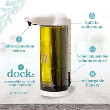 RE-Chargeable Automatic Soap Dispenser - 22oz Dish Soap Dispenser for Kitchen Sink - 650ml Hand Soap Dispenser Bathroom Touchless Infrared Sensor Battery Hand Soap Dispenser