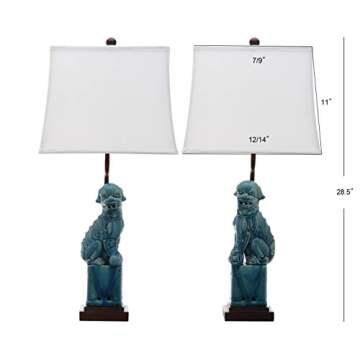 Safavieh Lighting Collection Foo Dog Blue Table Lamp, Set of 2