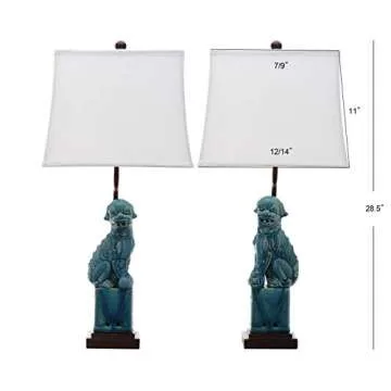 Safavieh Lighting Collection Foo Dog Blue Table Lamp, Set of 2