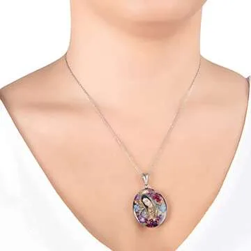 Sterling Silver Virgin Mary Flower Pendant Necklace