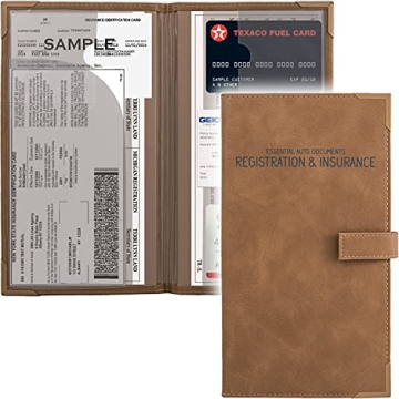 Premium PU Leather Auto Insurance and Registration Holder - Stylish Document Organizer for Your Vehi...