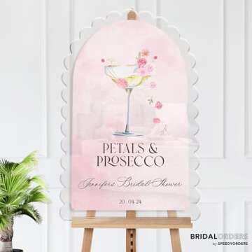 Personalized Bridal Shower Sign - Petals & Prosecco Welcome