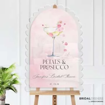 Personalized Bridal Shower Sign - Petals & Prosecco Welcome
