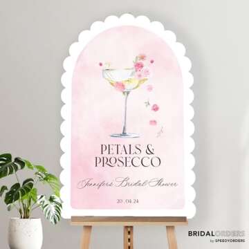 Personalized Bridal Shower Sign - Petals & Prosecco Welcome