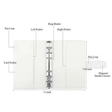 Antner A6 Budget Binder with Zipper Cash Envelopes for Money Organizer & Budgeting, PU Leather Budget Planner Money Saving Binder with Cash Stuffing Envelopes & Labels for Home Office Travel, White