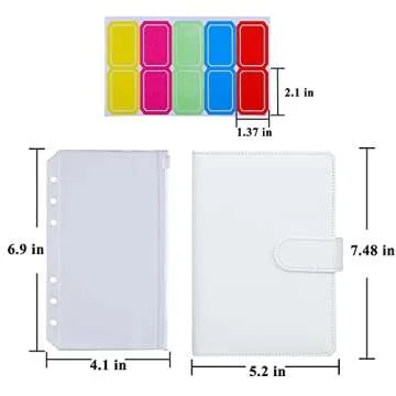 Antner A6 Budget Binder with Zipper Cash Envelopes for Money Organizer & Budgeting, PU Leather Budget Planner Money Saving Binder with Cash Stuffing Envelopes & Labels for Home Office Travel, White