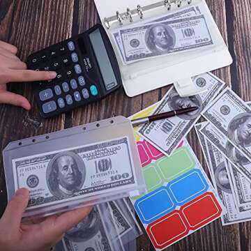 Antner A6 Budget Binder with Zipper Cash Envelopes for Money Organizer & Budgeting, PU Leather Budget Planner Money Saving Binder with Cash Stuffing Envelopes & Labels for Home Office Travel, White