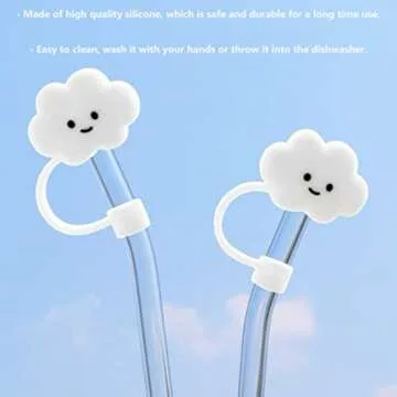 2Pcs Straw Tips Cover Straw Covers Cap for Reusable Straws Cloud Shape Straw Protector for 6-8mm Straws Airtight Seal Splash Proof