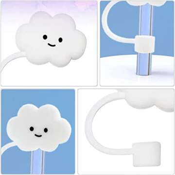 2Pcs Straw Tips Cover Straw Covers Cap for Reusable Straws Cloud Shape Straw Protector for 6-8mm Straws Airtight Seal Splash Proof