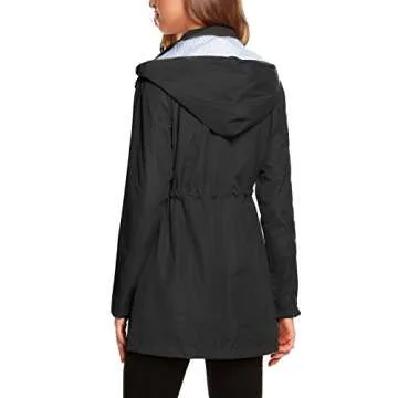 ZHENWEI Womens Lightweight Hooded Waterproof Active Outdoor Rain Jacket S-XXL (XXL, Black)