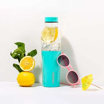 Corkcicle Hybrid Canteen, Glass Water Bottle With an Insulated Stainless Steel Twist, Prism White, 20 oz