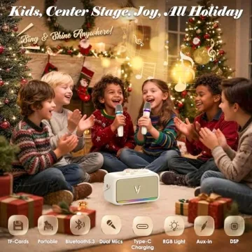 Karaoke Machine with 2 Wireless Mics & Voice Changer Modes