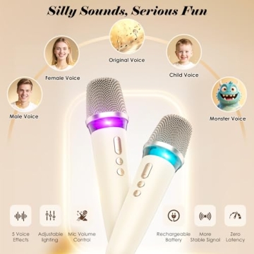 Karaoke Machine with 2 Wireless Mics & Voice Changer Modes