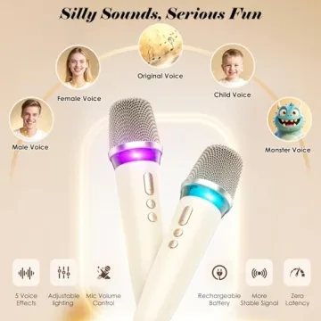 Karaoke Machine with 2 Wireless Mics & Voice Changer Modes