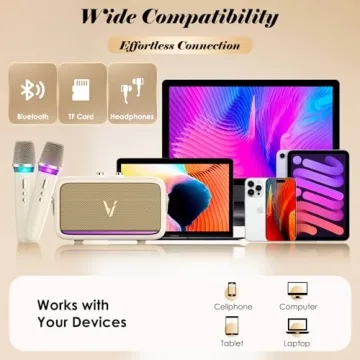 Karaoke Machine with 2 Wireless Mics & Voice Changer Modes