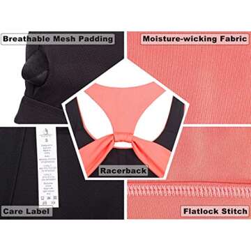 icyzone Workout Sports Bras for Women - Fitness Athletic Exercise Running Bra Yoga Tops
