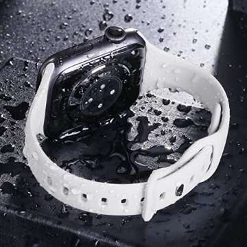 STG Sport Band Compatible with Apple Watch 38mm 40mm 41mm 42mm 44mm 45mm 49mm, Soft Silicone Slim Thin Narrow Replacement Strap Compatible for iWatch Ultra SE Series 9/8/7/6/5/4/3/2/1 (White,