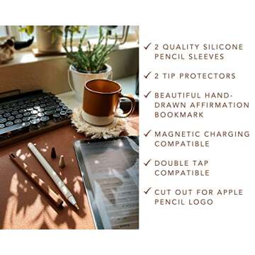 Blue Dune Studio Apple Pencil 2nd Generation Protective Sleeve Cover Grip, Apple Pencil Case, Compatible with Magnetic Charging and Double Tap, Boho Neutral Colors (Brown/Beige 2-Pack)