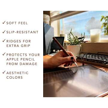 Blue Dune Studio Apple Pencil 2nd Generation Protective Sleeve Cover Grip, Apple Pencil Case, Compatible with Magnetic Charging and Double Tap, Boho Neutral Colors (Brown/Beige 2-Pack)