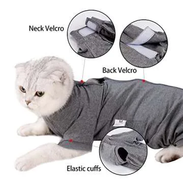 LIANZIMAU Cat Surgical Recovery Suit Professional for Male Female Dog Abdominal Wounds Cone E-Collar Alternative Anti-Licking Pet Surgical Recovery Pajama Suit Soft Fabric Onesie for Cats
