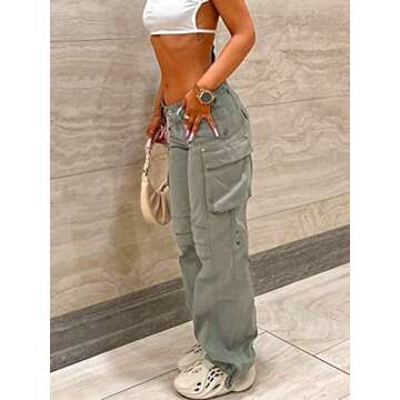 KMBANGI Women Baggy Cargo Pants Low Waist Wide Leg Sweatpants Casual Drawstring Loose Pocket Joggers...